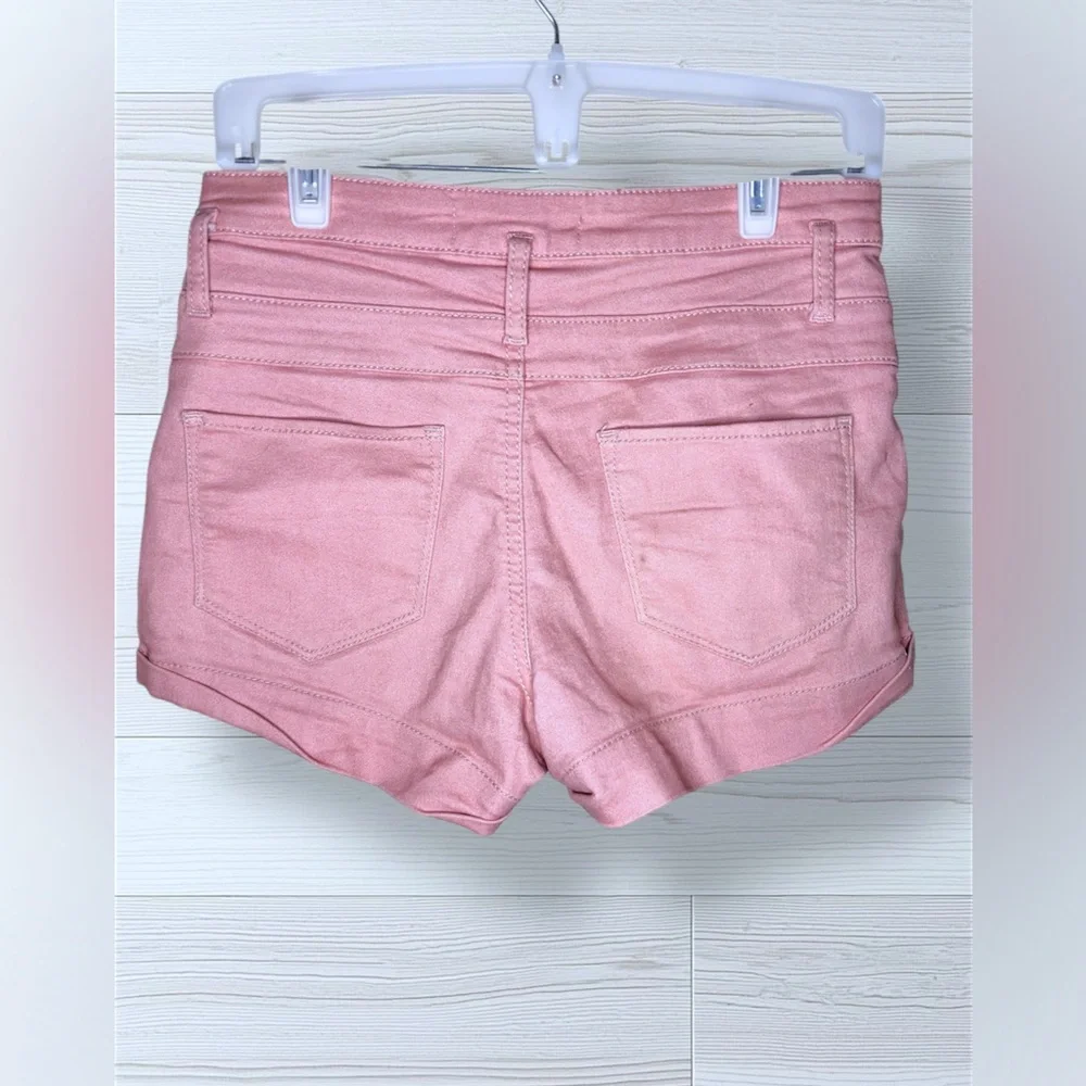 NO BOUNDARIES Women’s Rose Pink High Rise Denim Shorts